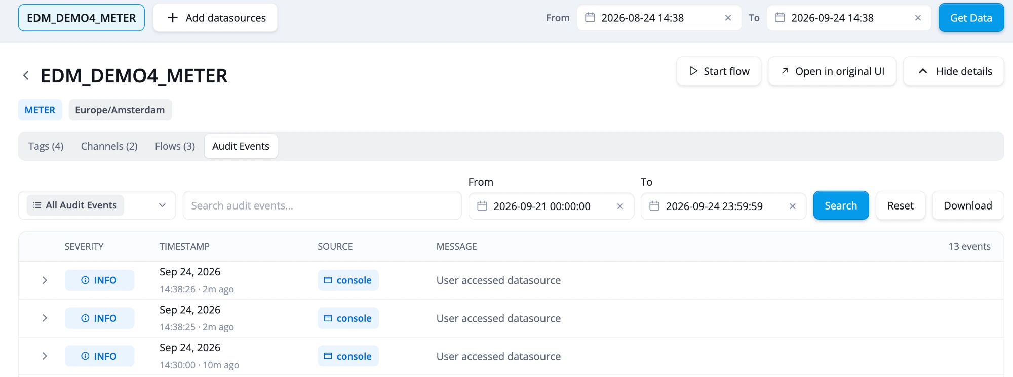 The Audit Events tab