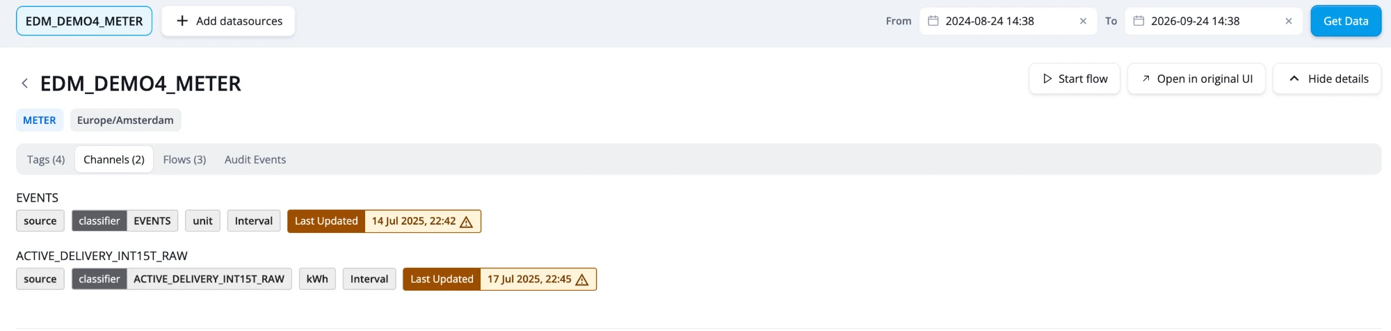 The Channels tab