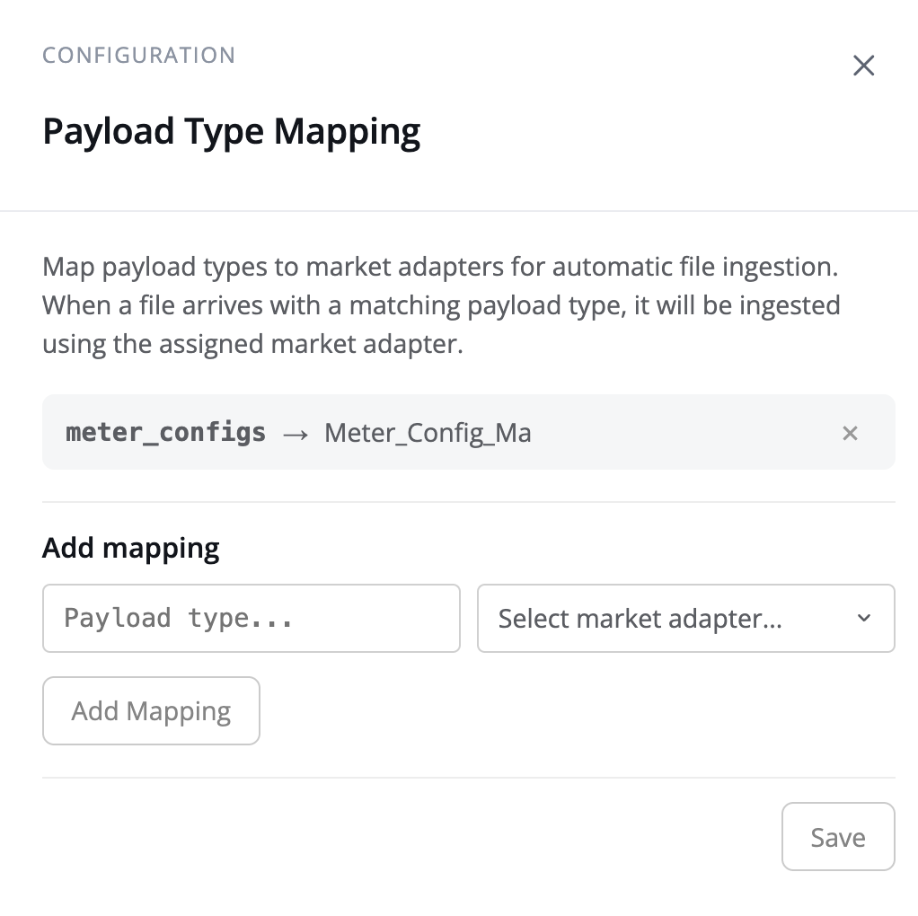 Payload Type Mapping panel